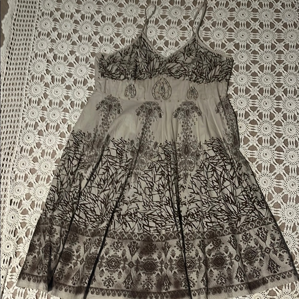Boho Beige and Black Patterned Dress